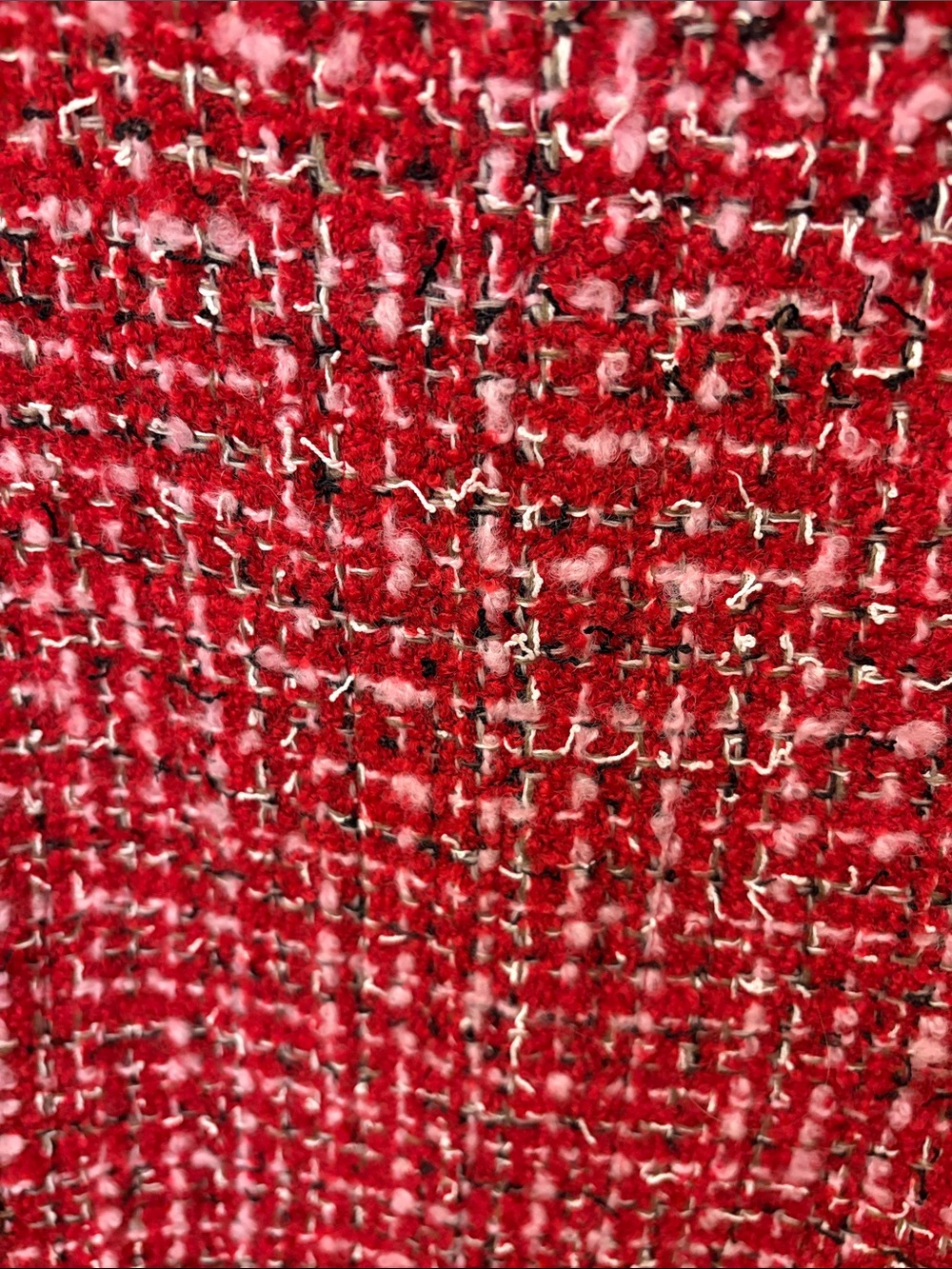 Red Tweed Bouclé Cropped Blazer with Contrast Trim - Picture 10 of 10